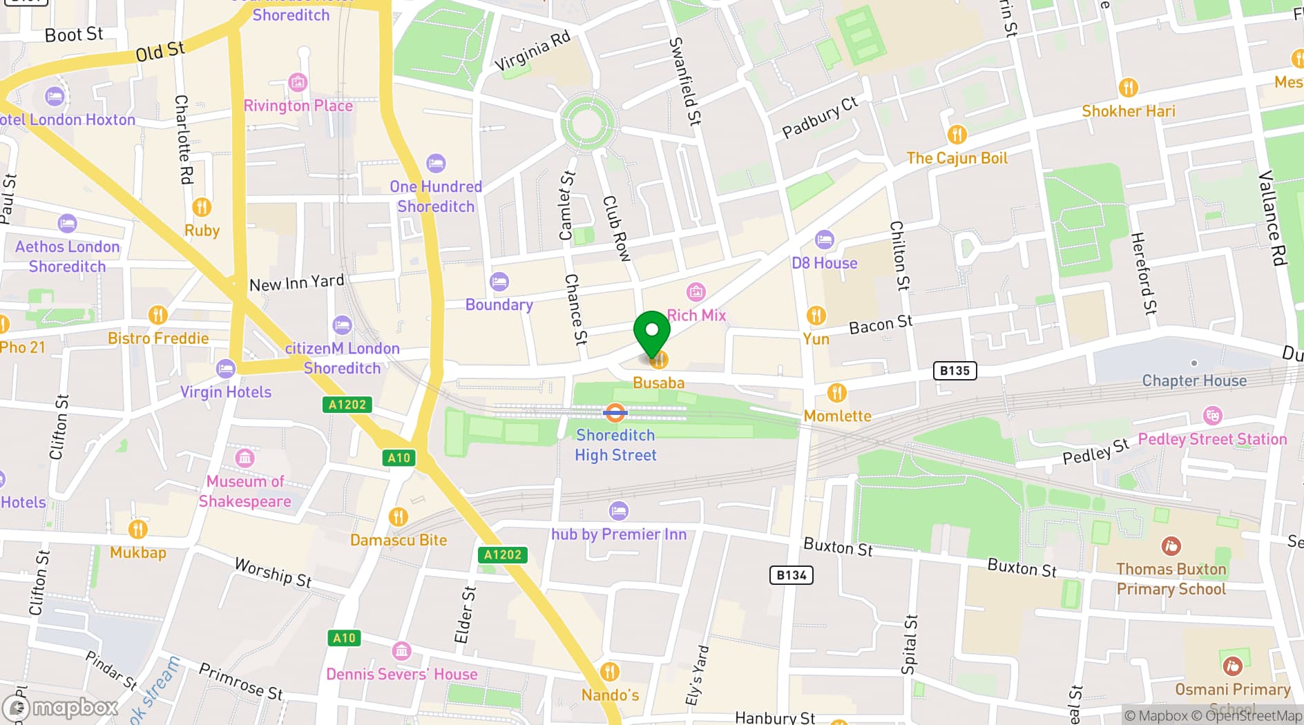 Map showing The Cocktail Club Shoreditch