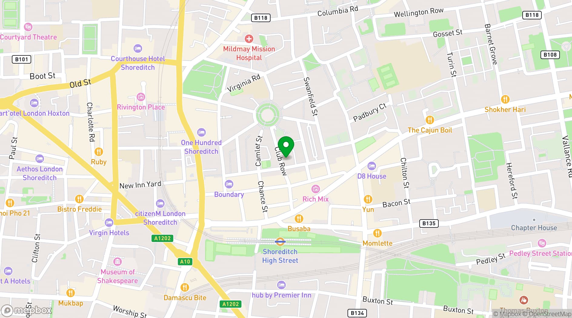 Map showing St Hilda's East