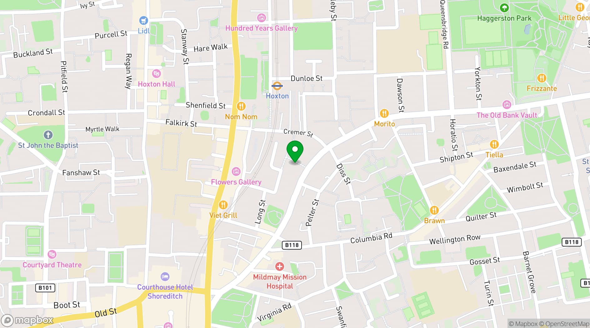 Map showing Shoreditch Exchange