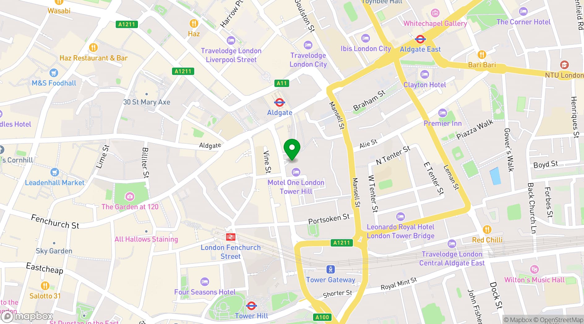 Map showing Canopy By Hilton London City