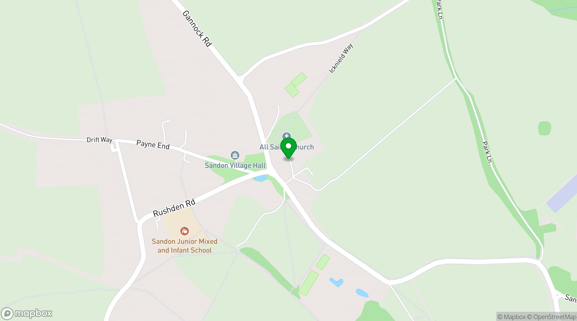 Map showing Sandon Manor