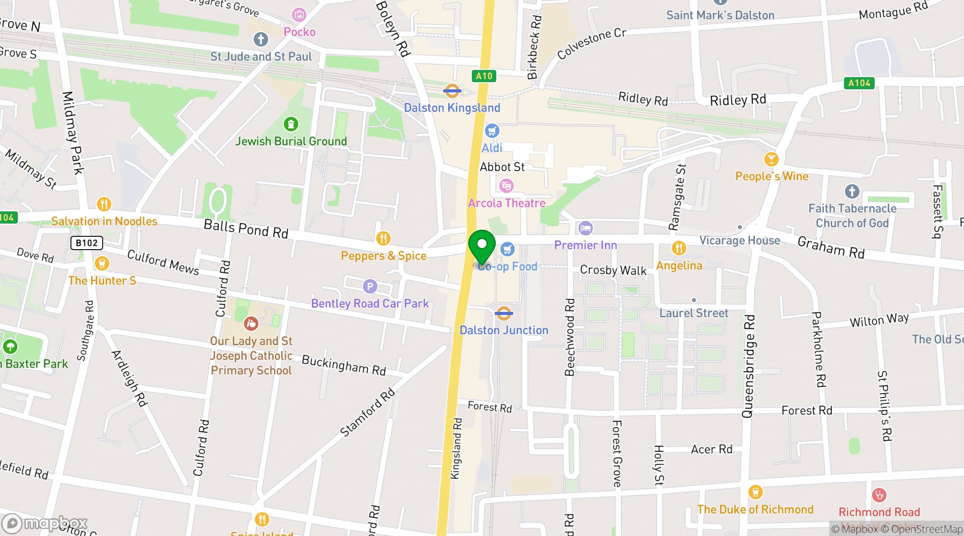 Map showing Metro Dalston