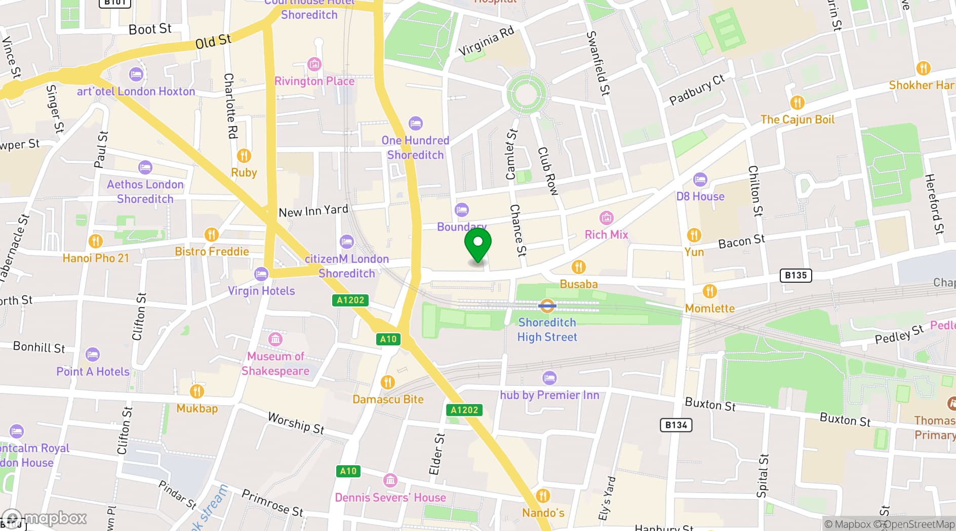 Map showing Shoreditch House