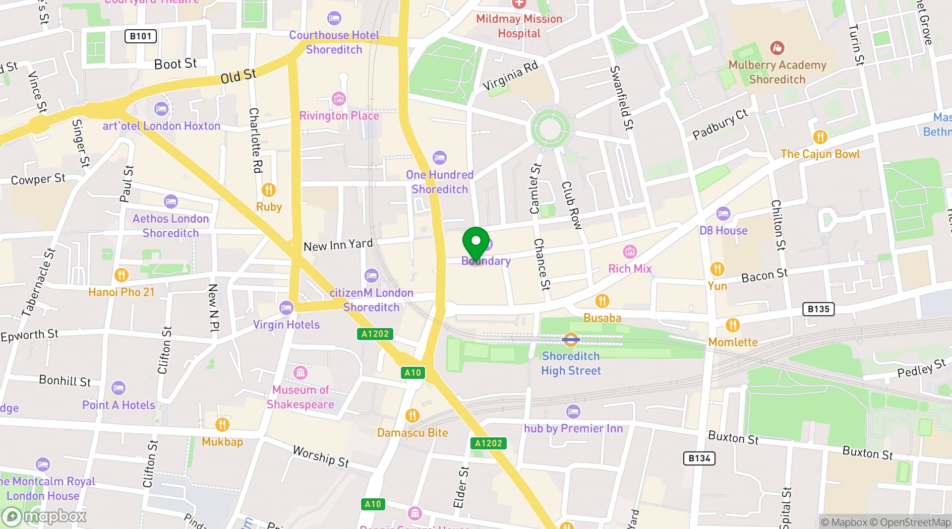 Map showing Shoreditch Arts Club