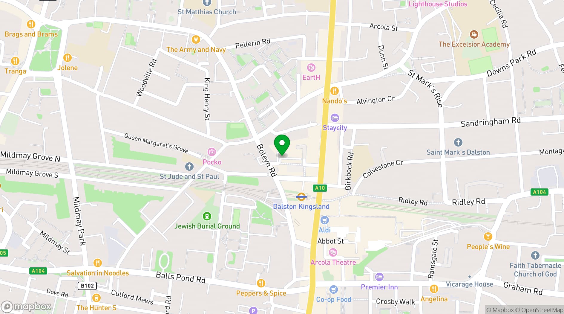Map showing London Cafe