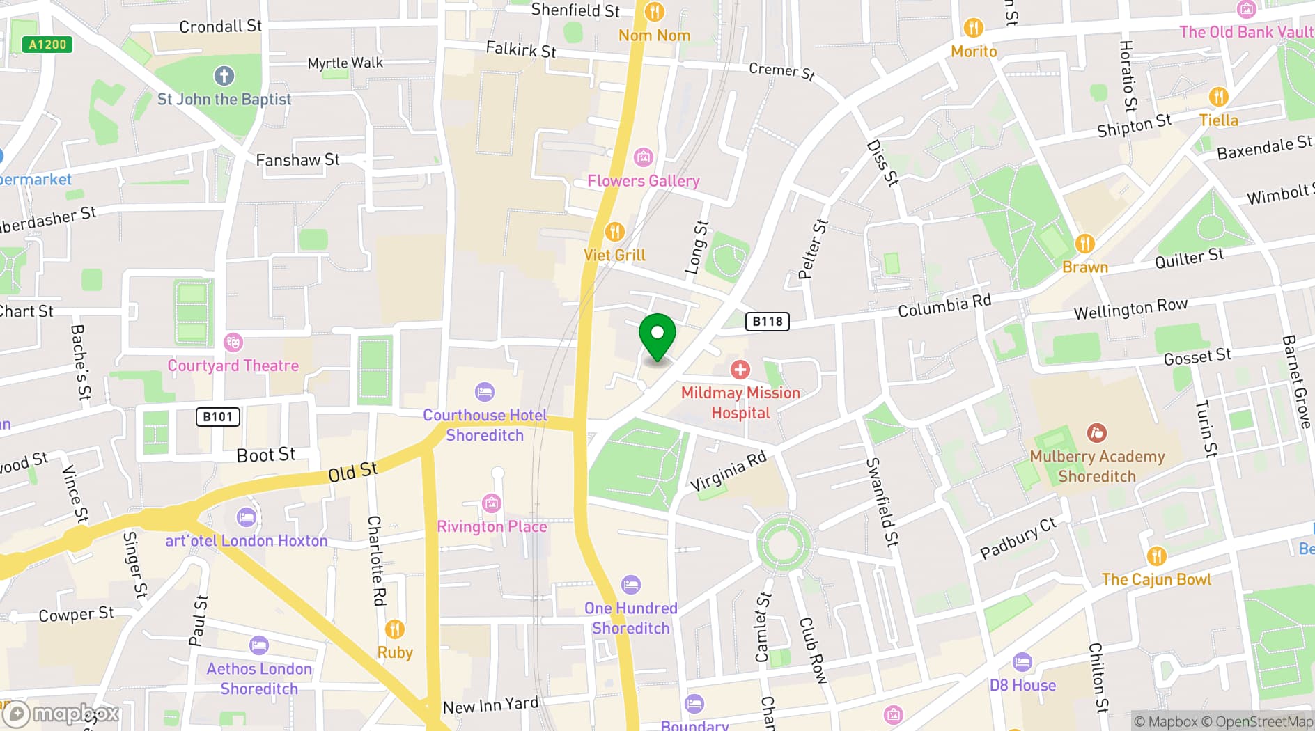 Map showing Eastside Shoreditch