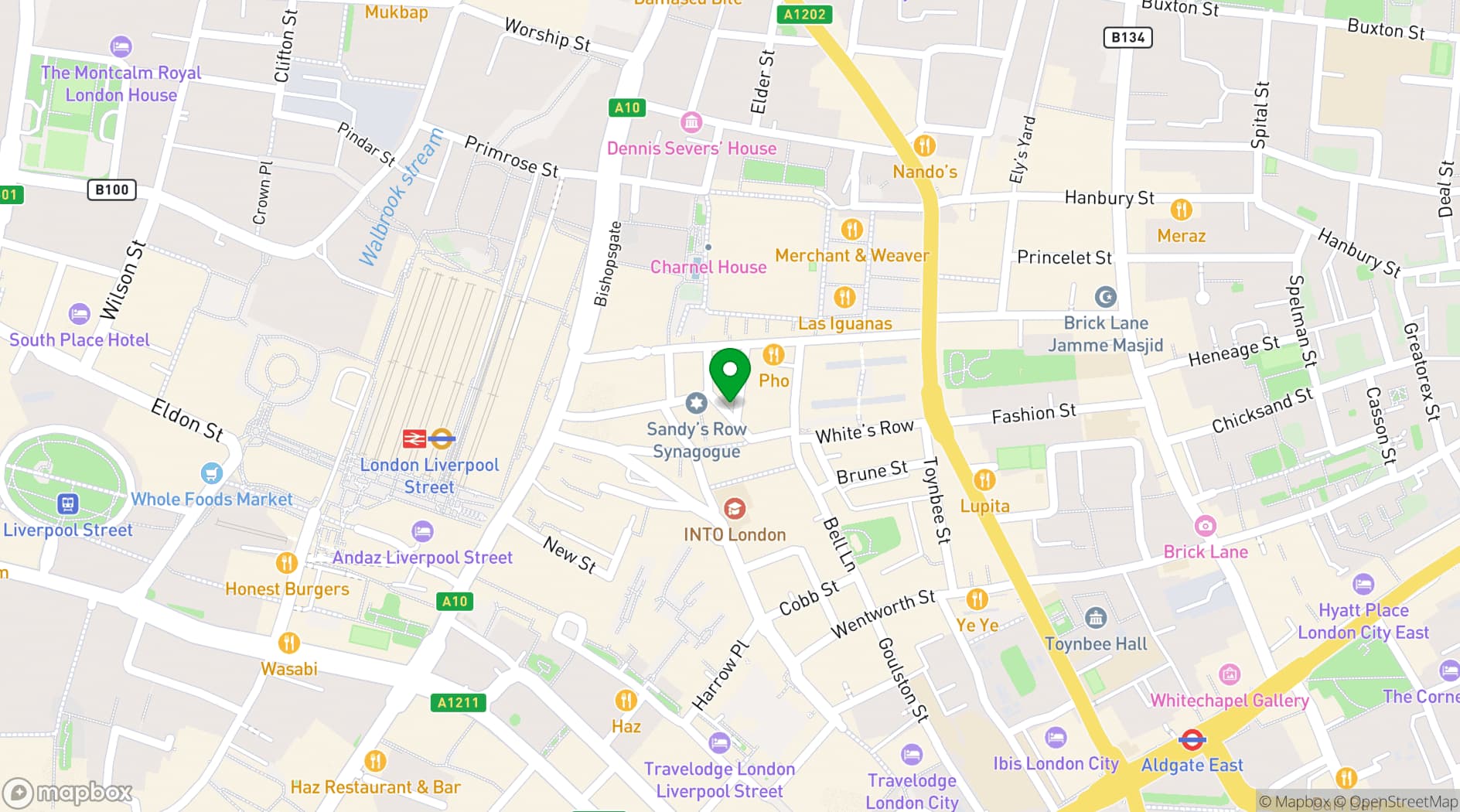 Map showing Hunter Collective Spitalfields