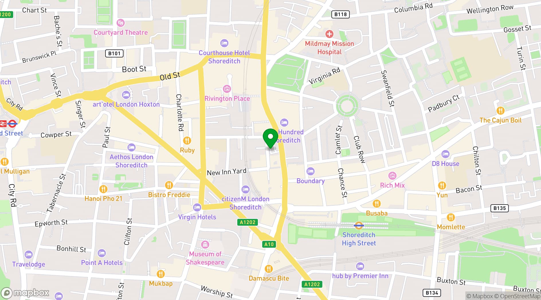 Map showing Shoreditch High Street - The Car Park
