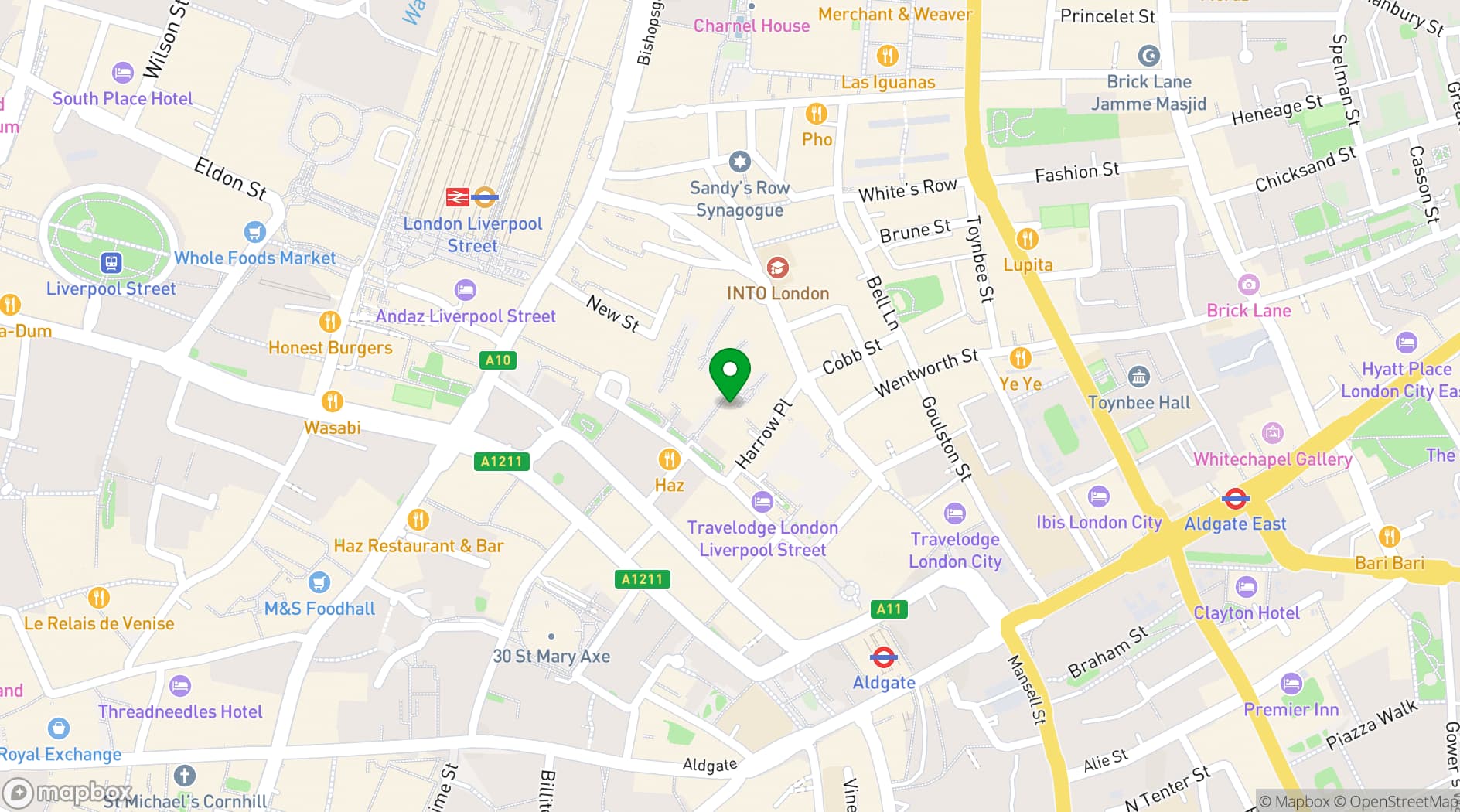 Map showing Sir Devonshire Square