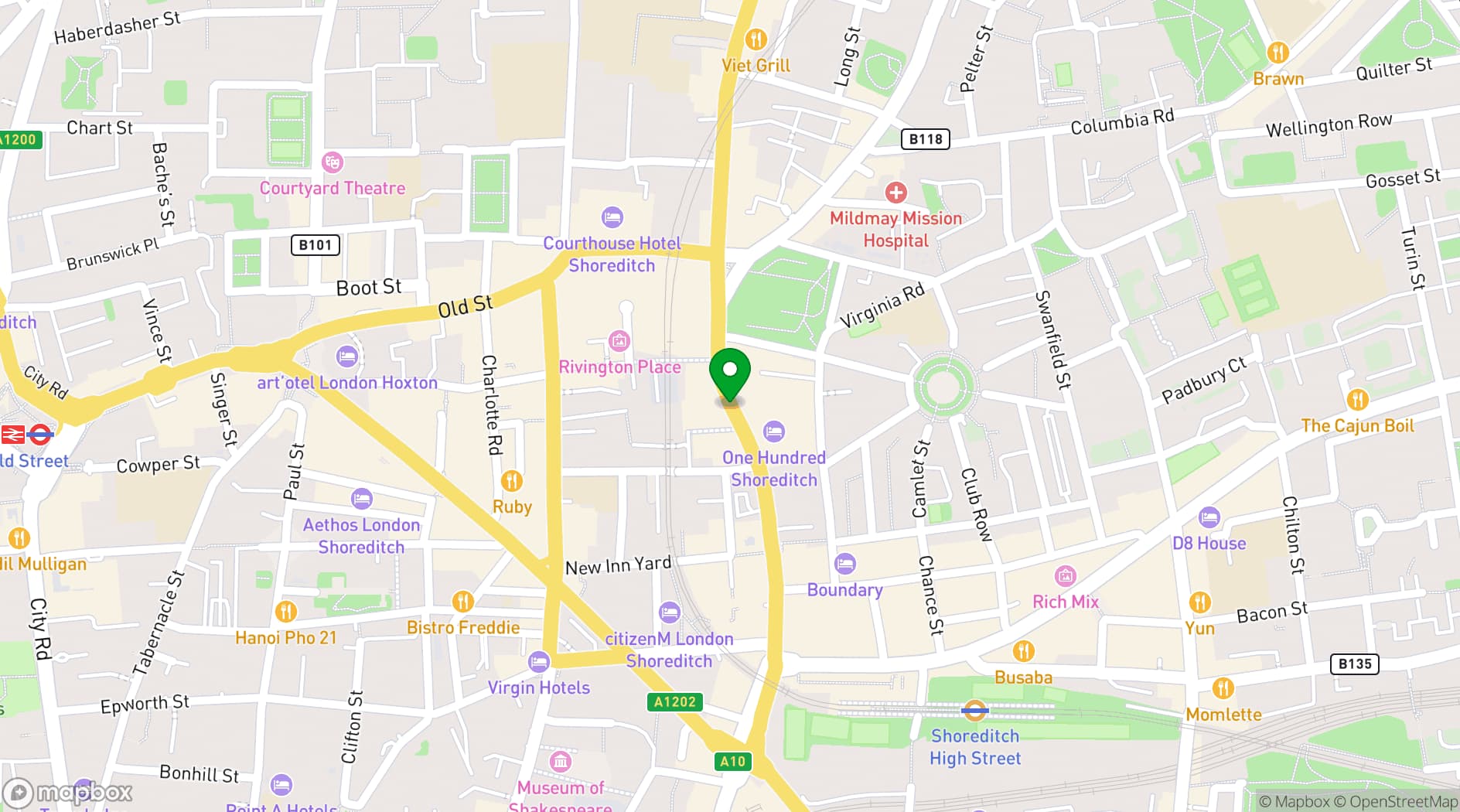 Map showing Barrio - Shoreditch