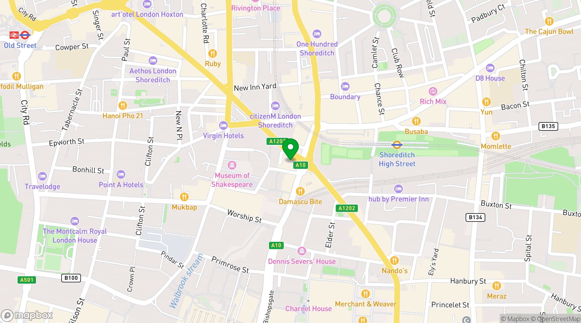 Map showing Village Underground Rooftop