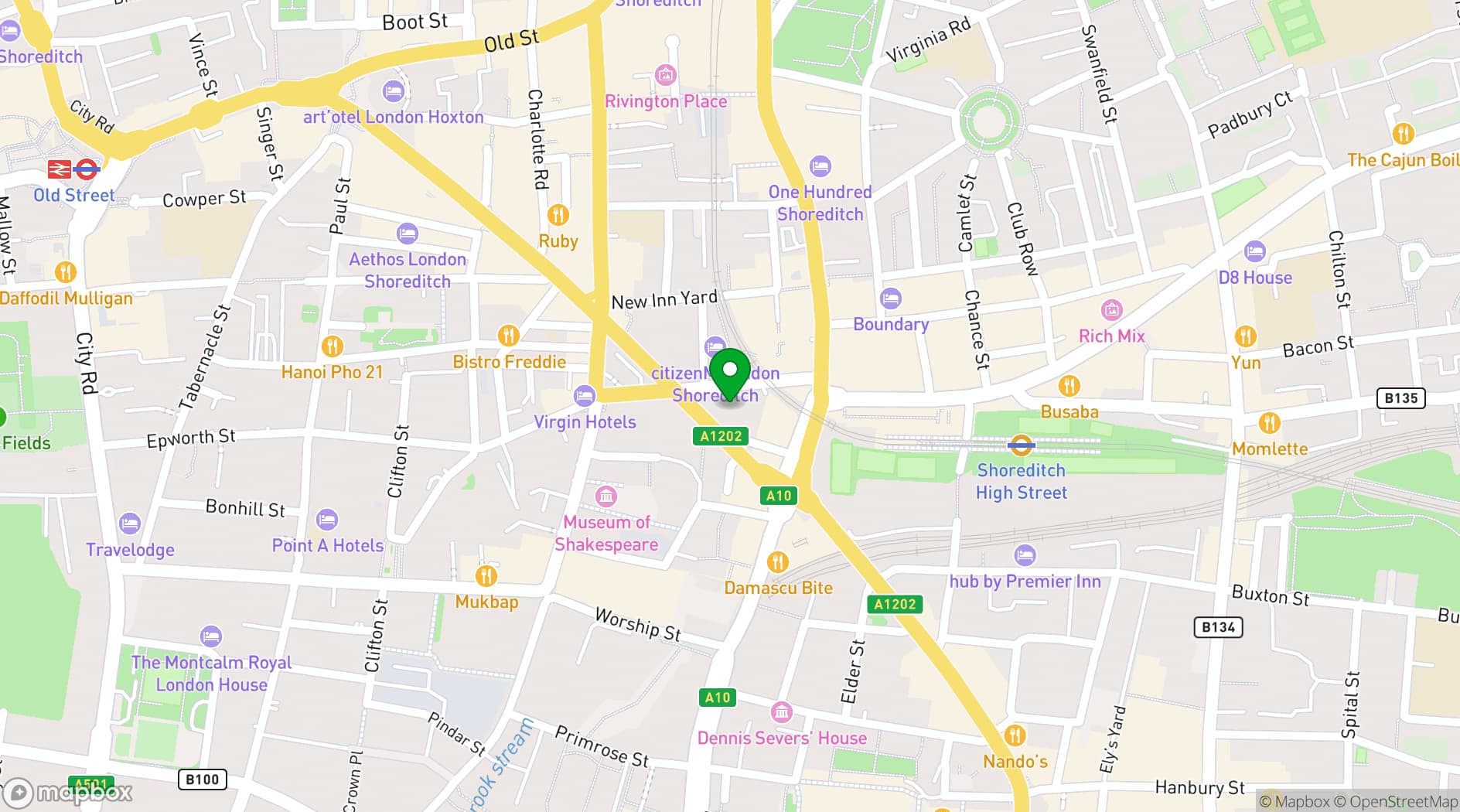 Map showing Village Underground