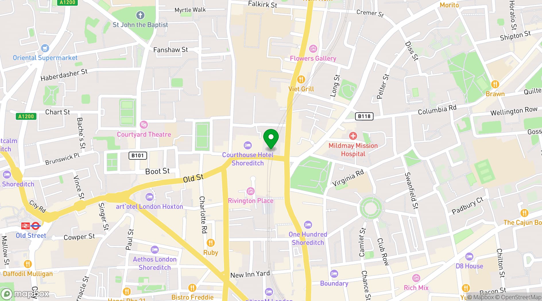 Map showing Kachette Shoreditch