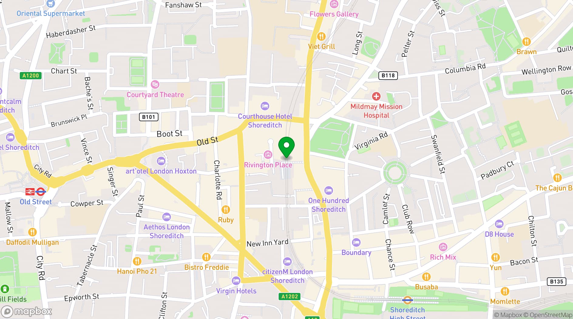 Map showing 83 Rivington Street
