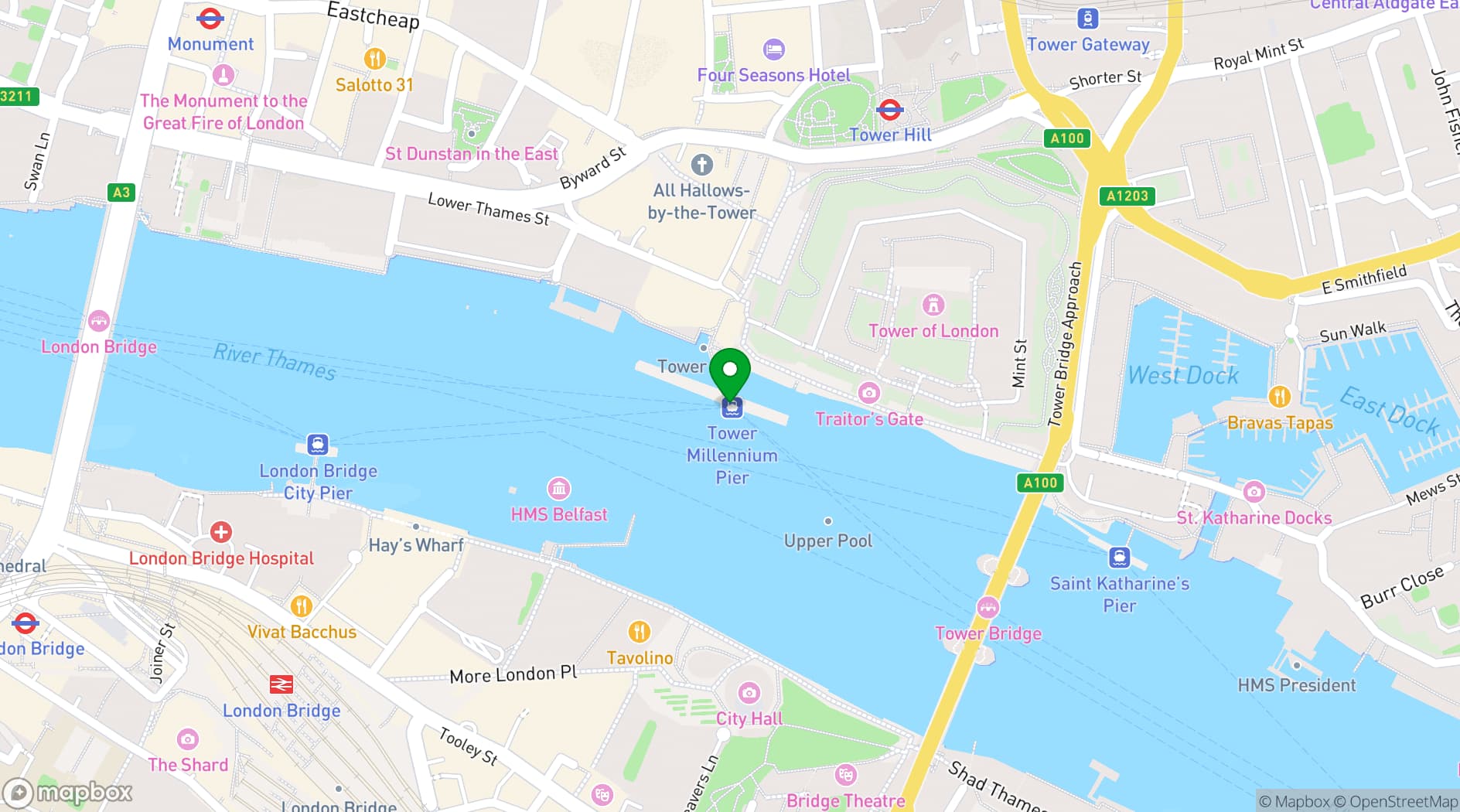 Map showing The Salient River Boat