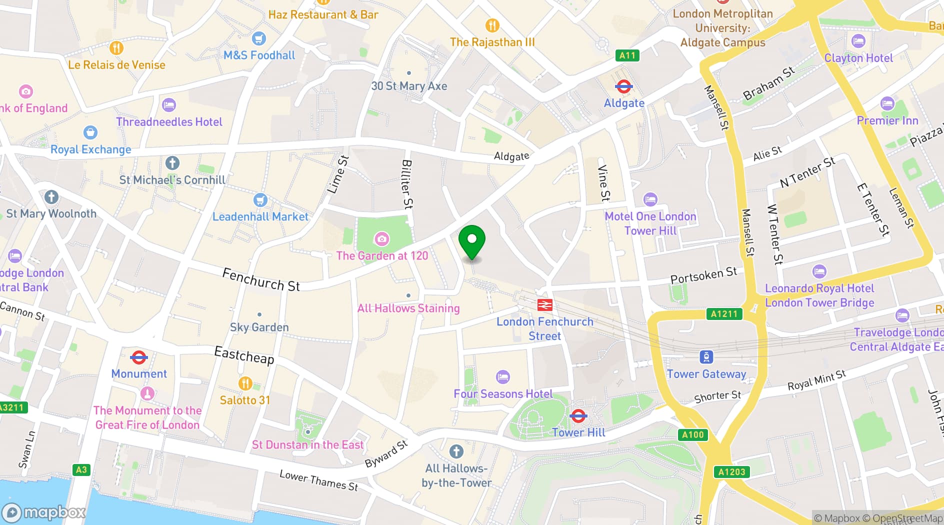 Map showing etc.venues Fenchurch Street