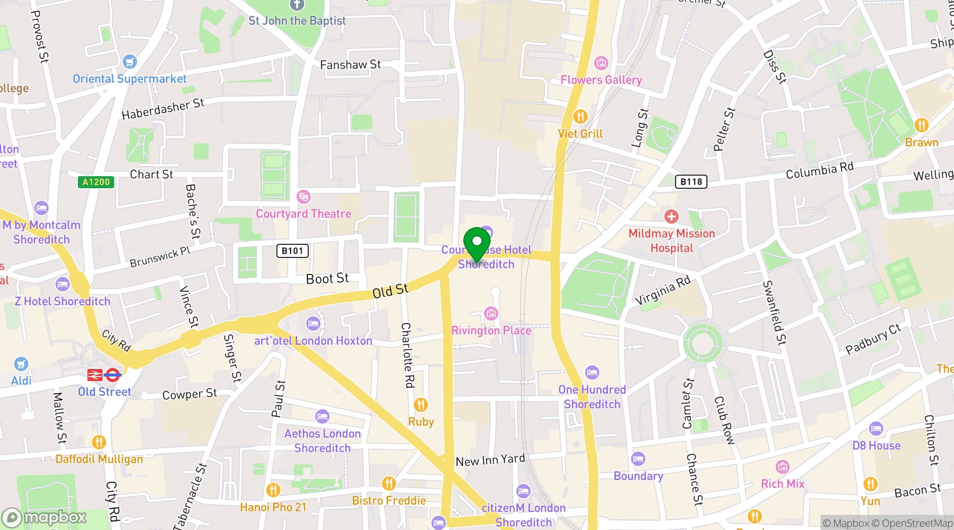 Map showing Shoreditch Town Hall