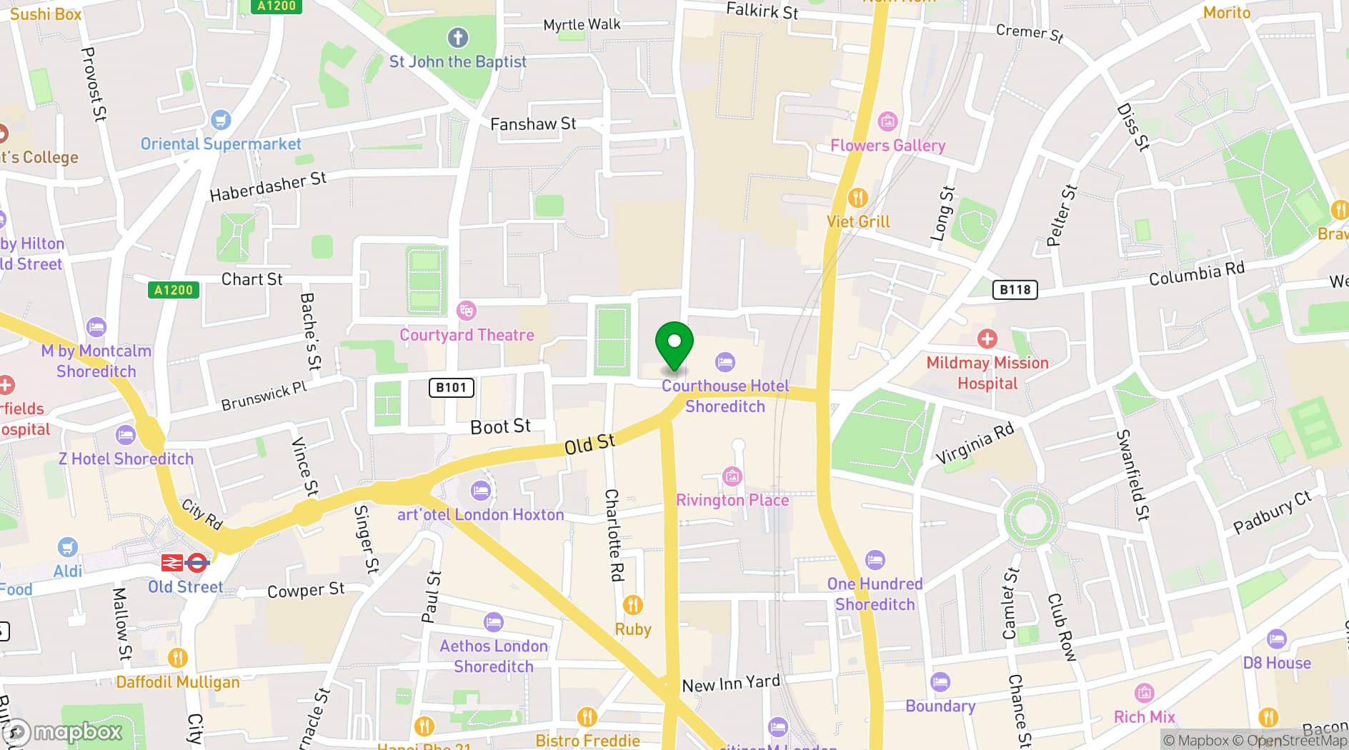 Map showing Tonight Josephine Shoreditch 