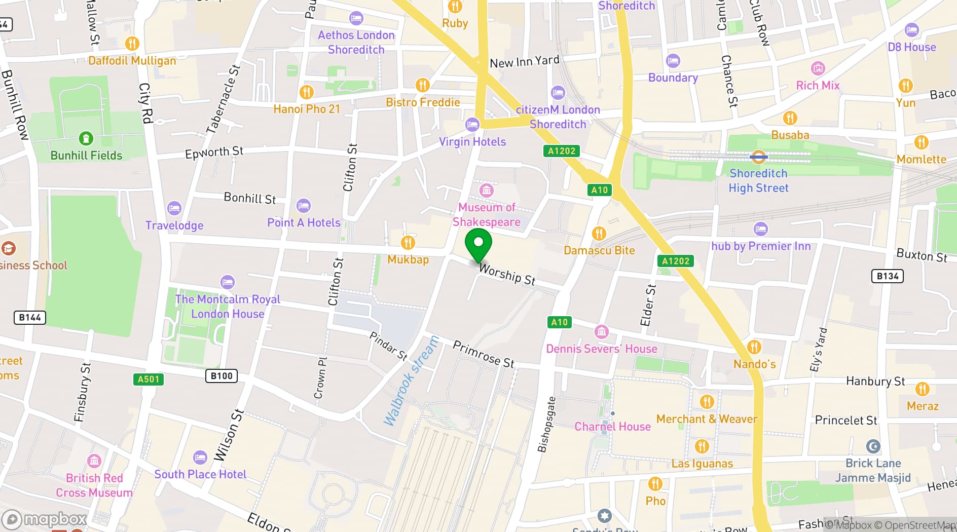 Map showing Immersive Gamebox Shoreditch