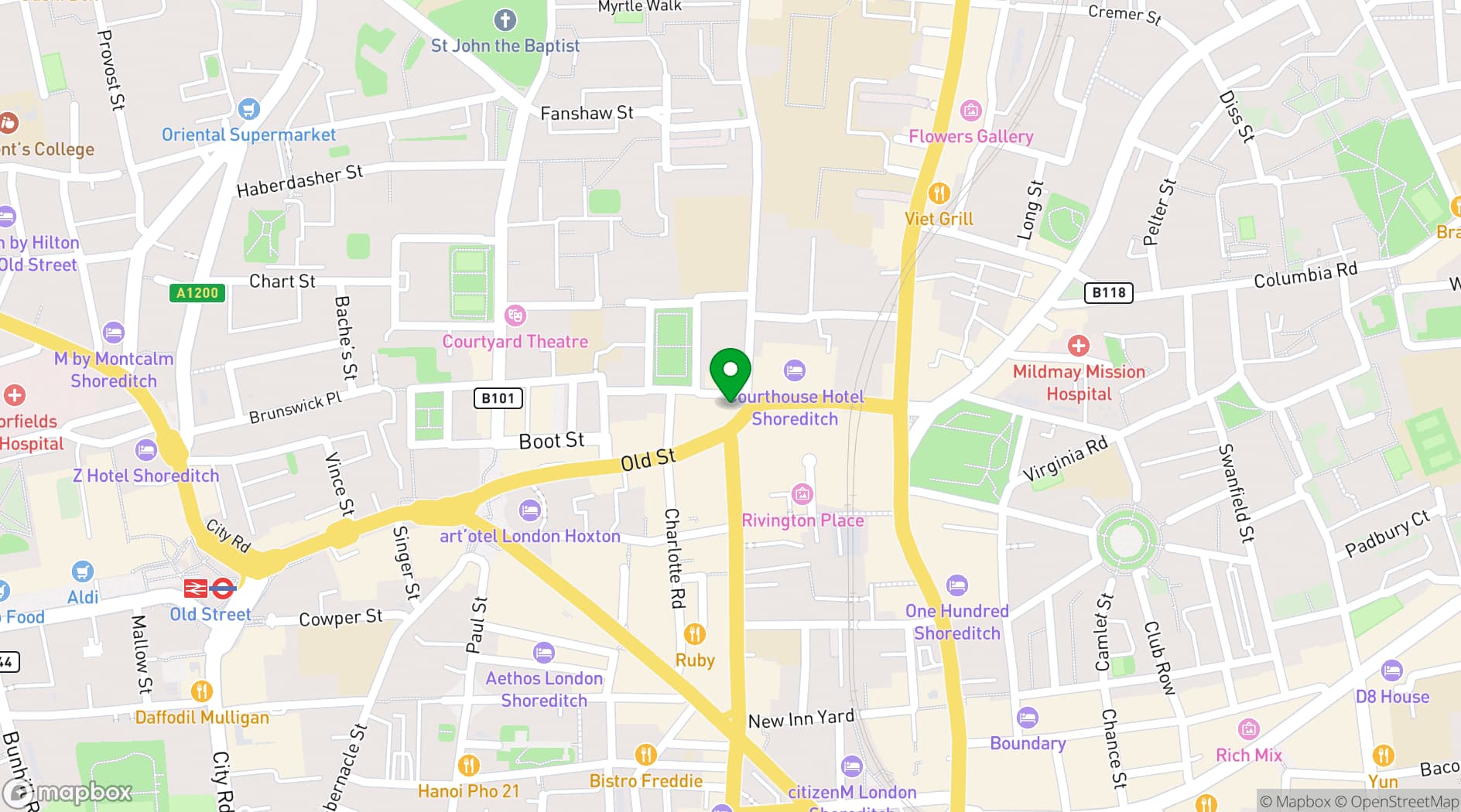 Map showing Shoreditch Balls