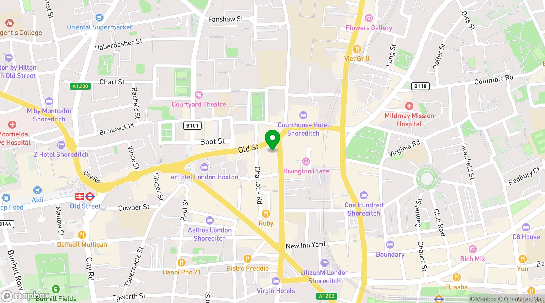 Map showing Sunset Bar