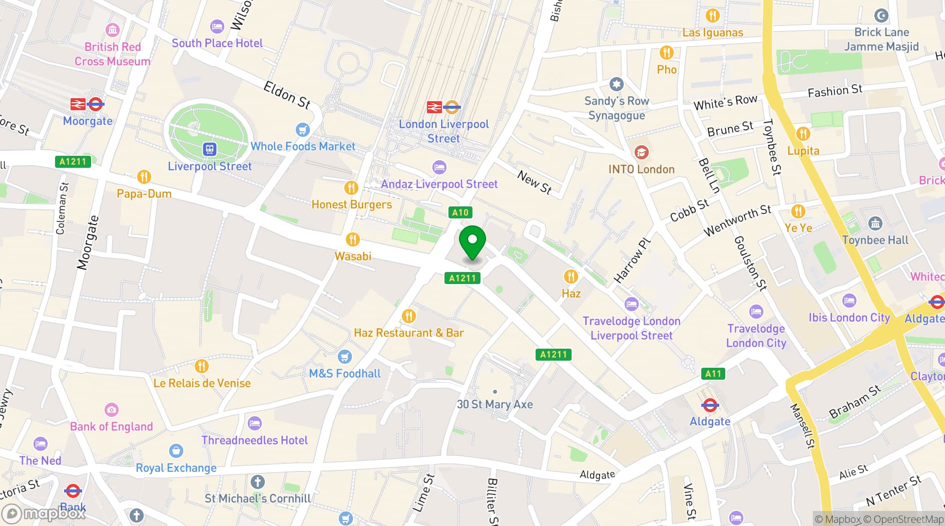 Map showing Duck & Waffle