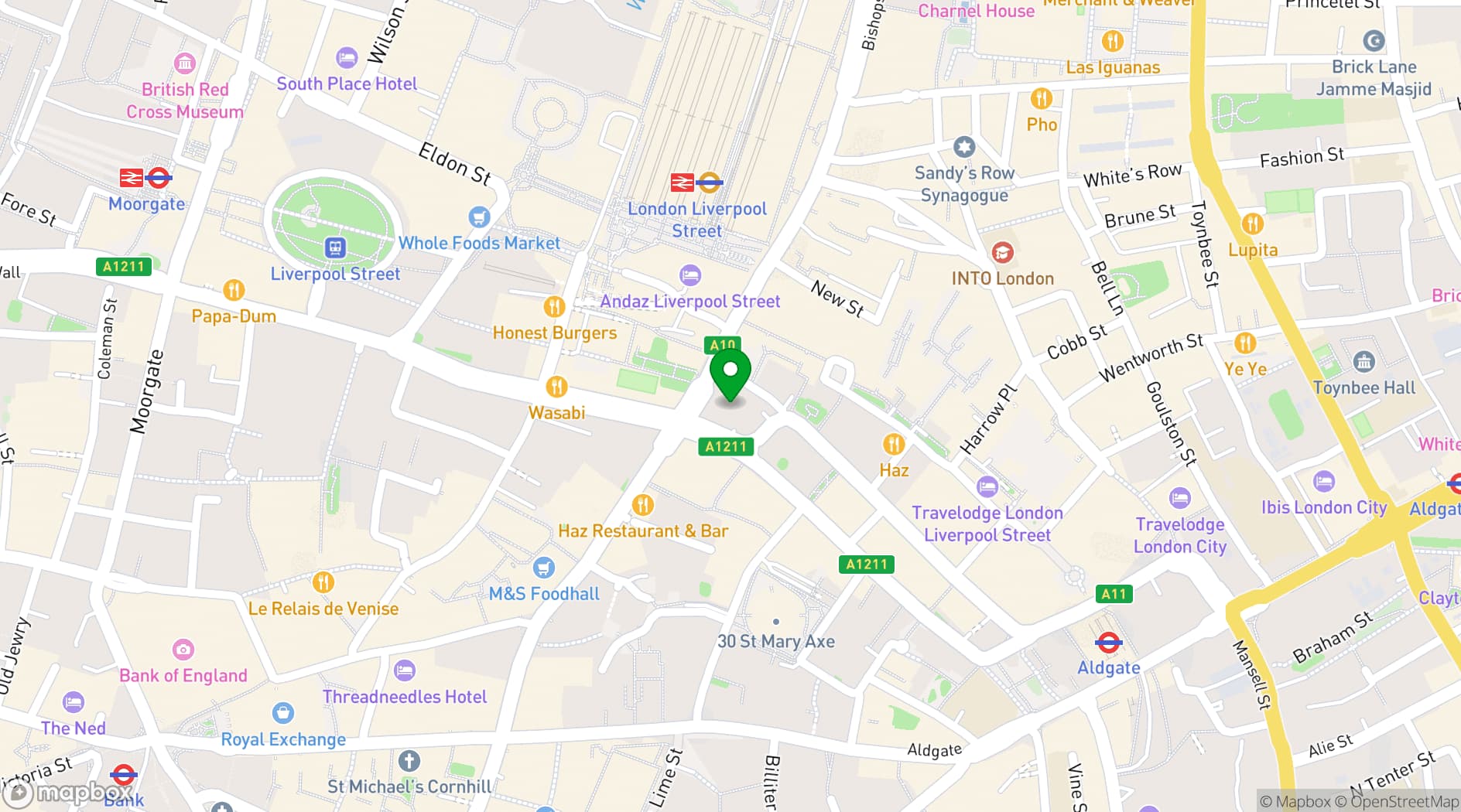 Map showing SUSHISAMBA Heron Tower