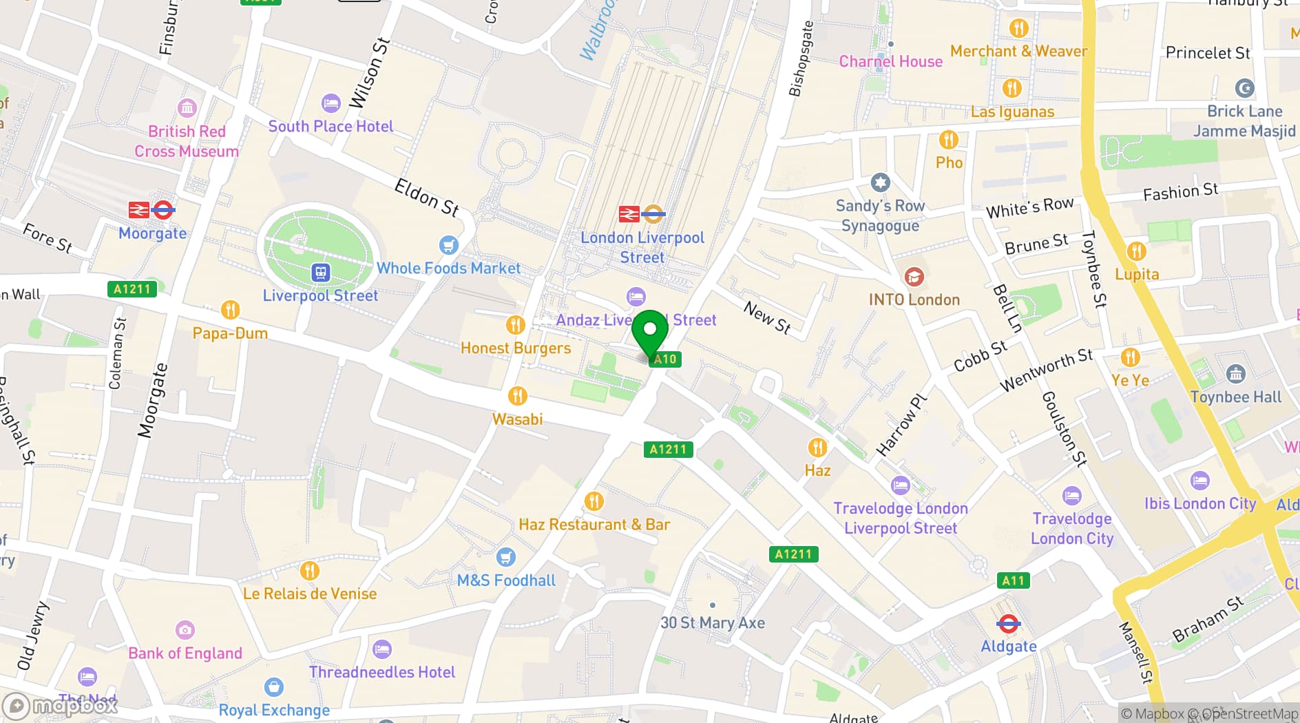 Map showing 8 Bishopsgate