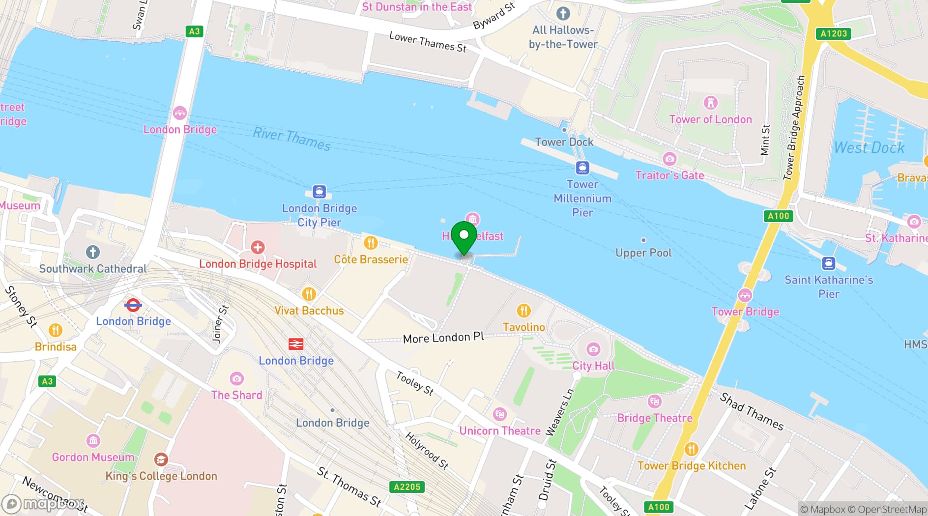 Map showing HMS Belfast