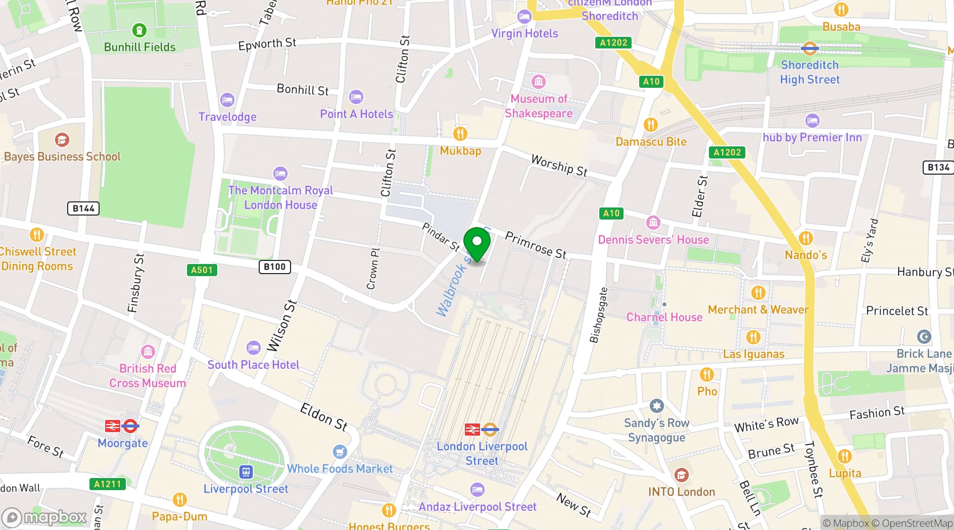 Map showing Piccolino Exchange Square
