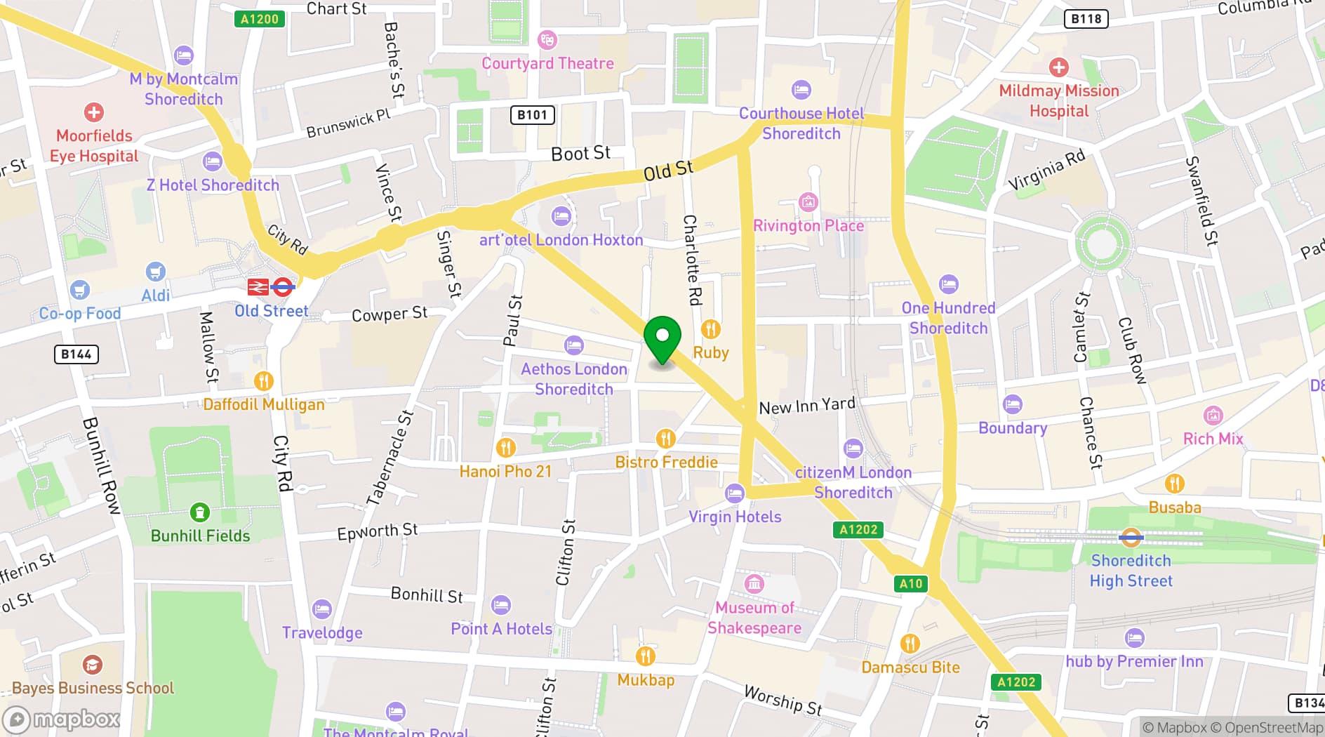 Map showing UBA Restaurant