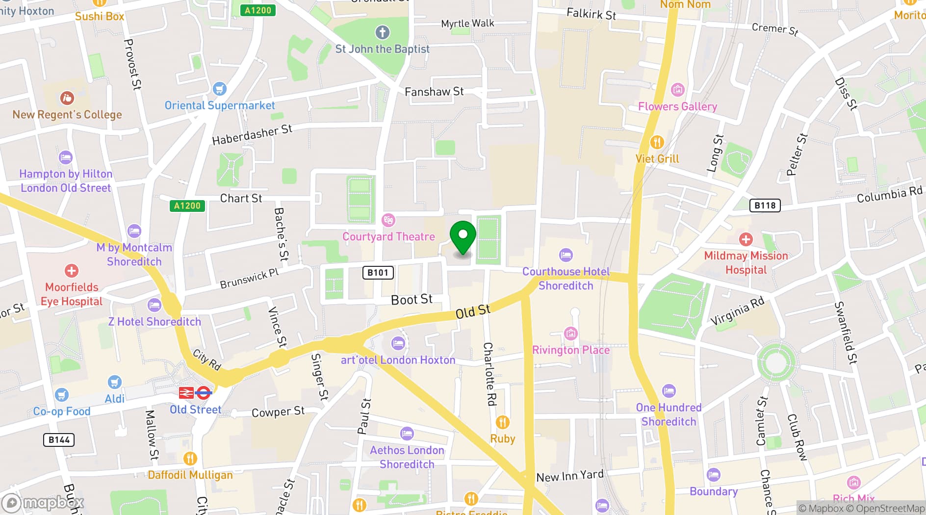 Map showing Colours Hoxton