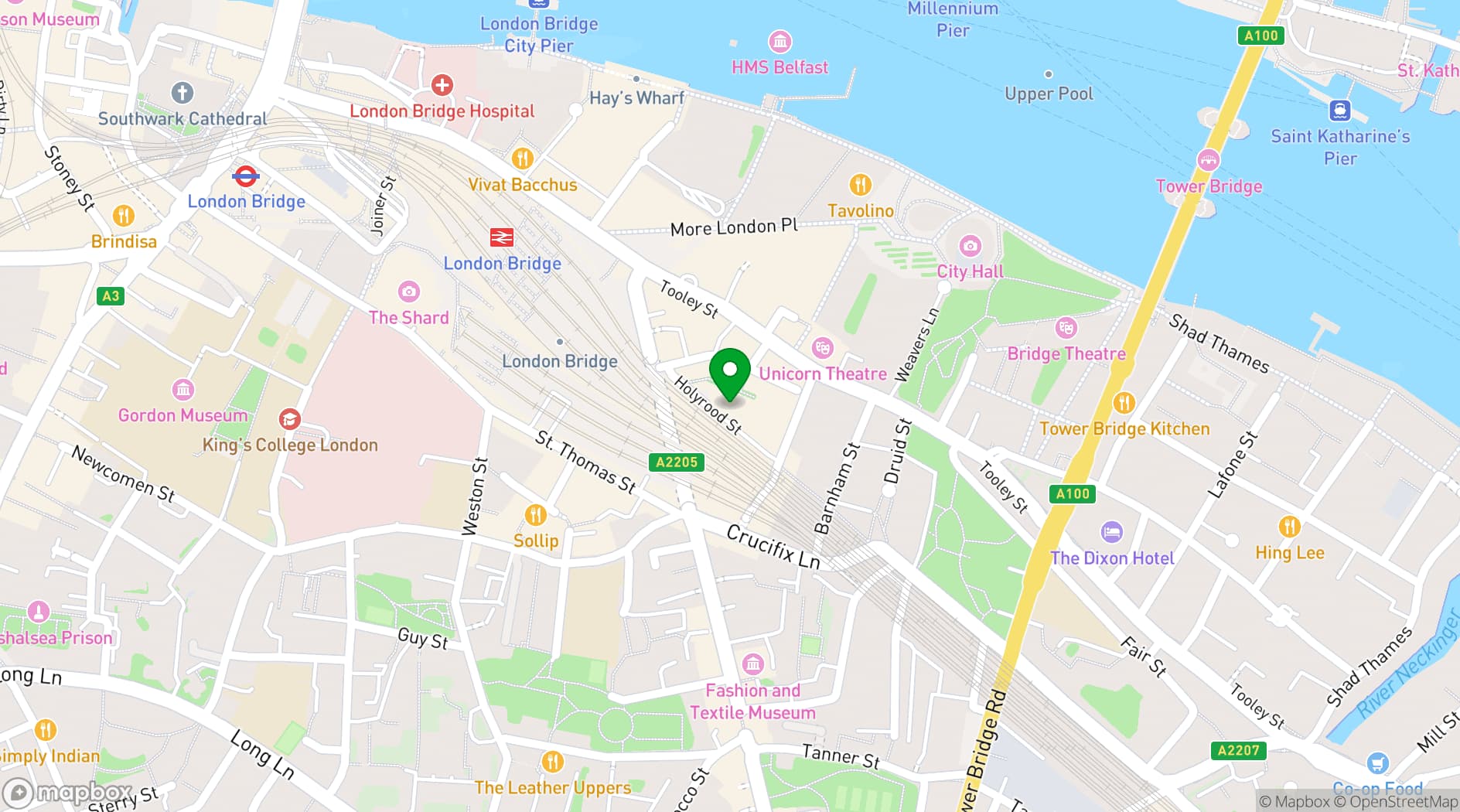 Map showing London Bridge Hive