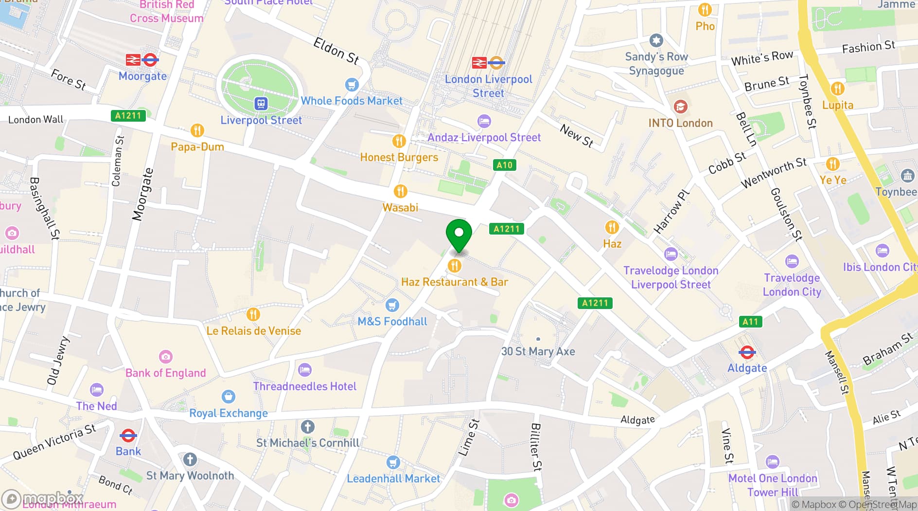 Map showing St Ethelburga's Centre