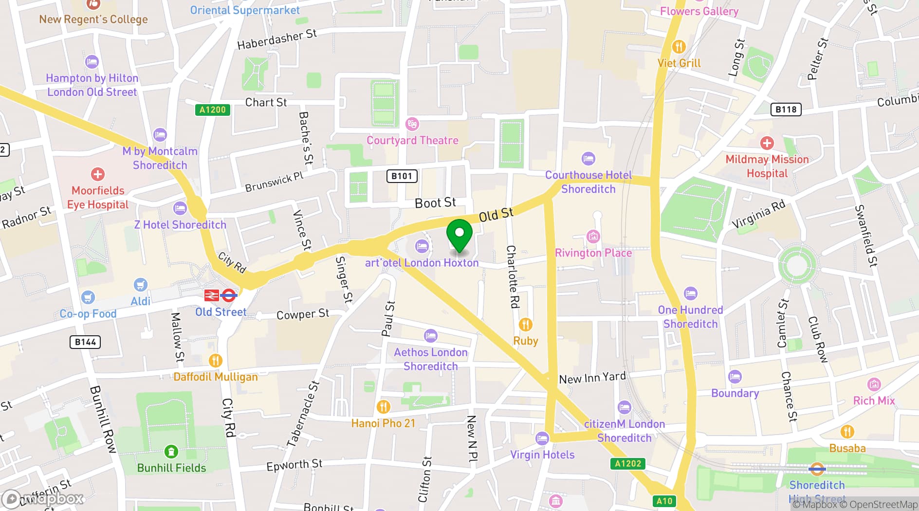 Map showing Rotate Shoreditch