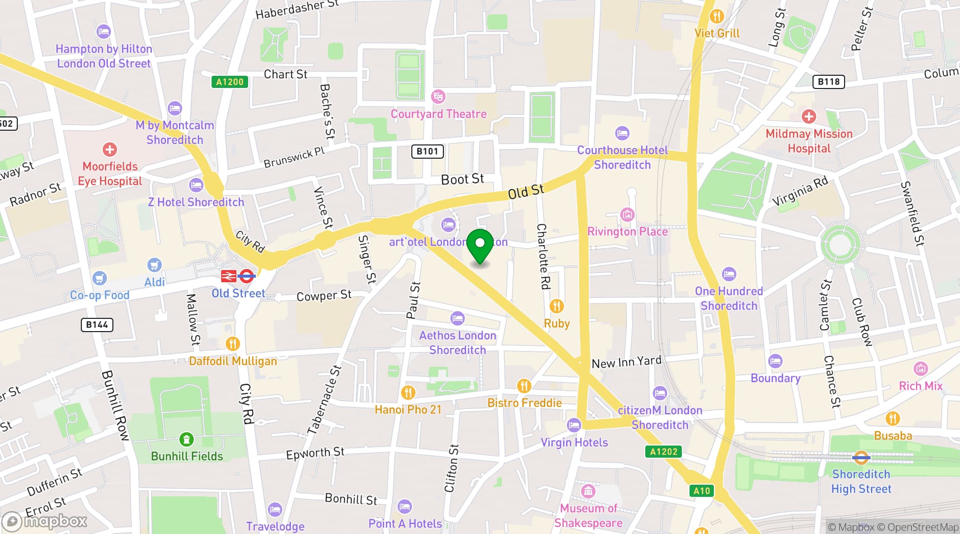 Map showing Attendant Shoreditch 