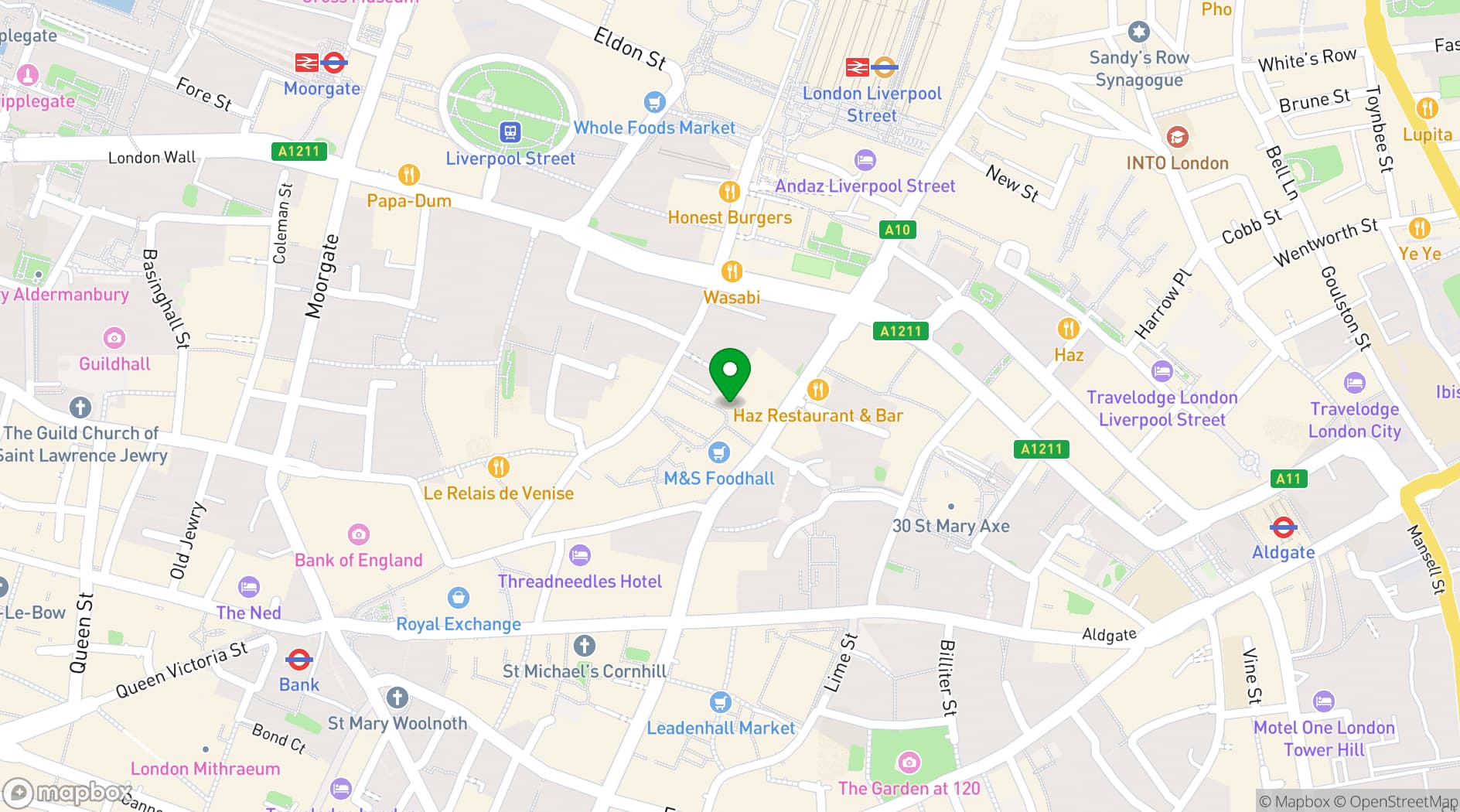 Map showing City Social London