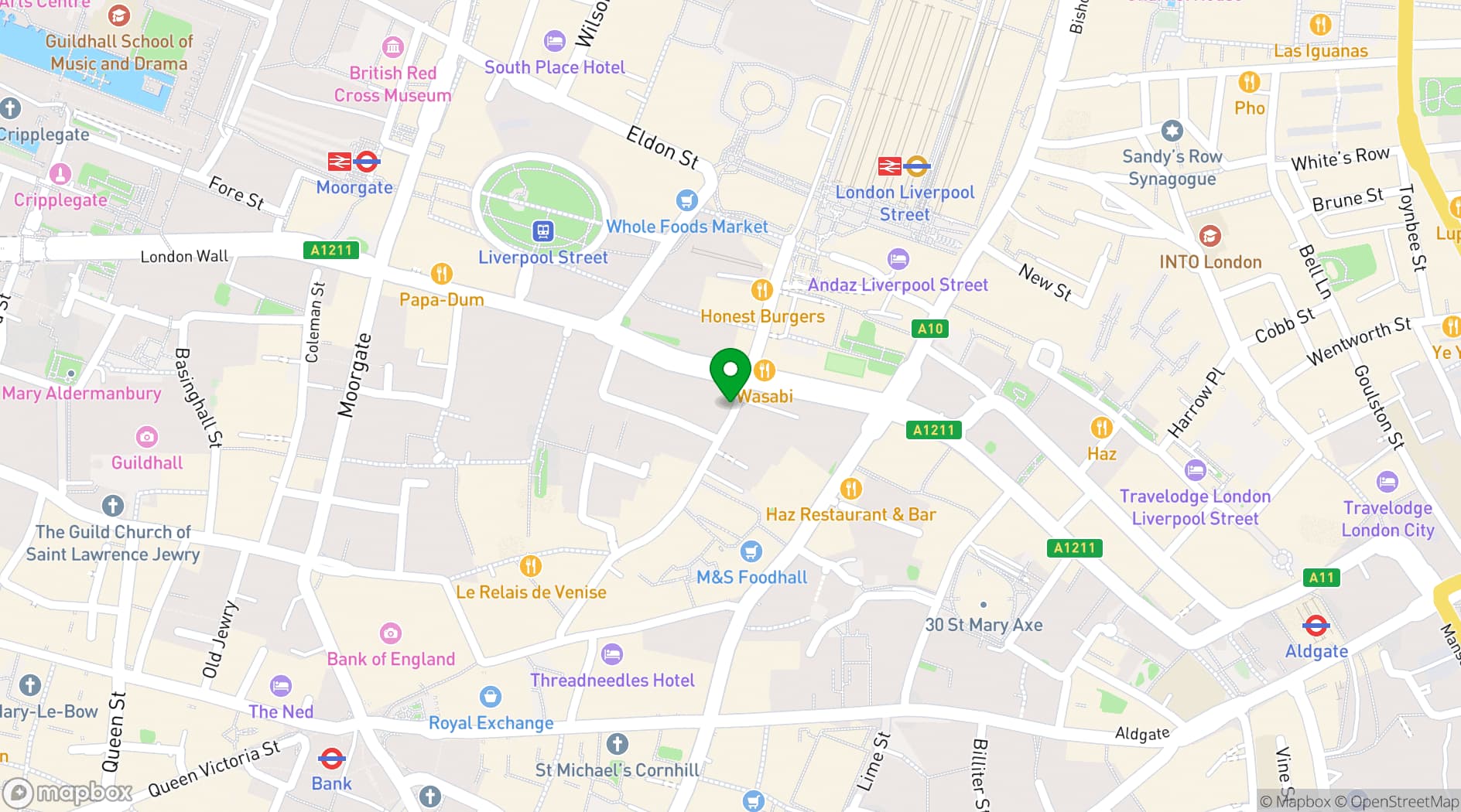 Map showing Be At One Liverpool Street