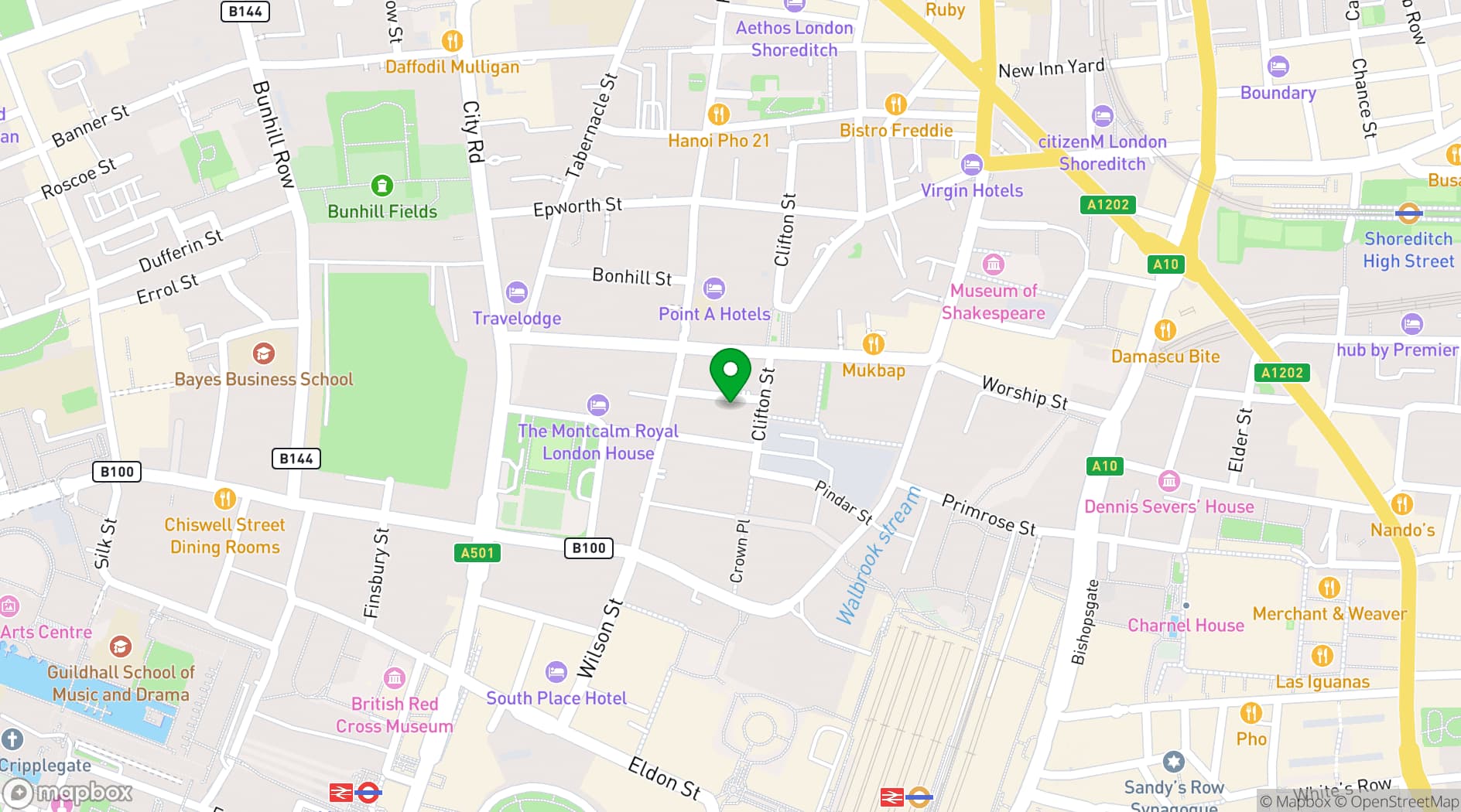 Map showing Eight Club