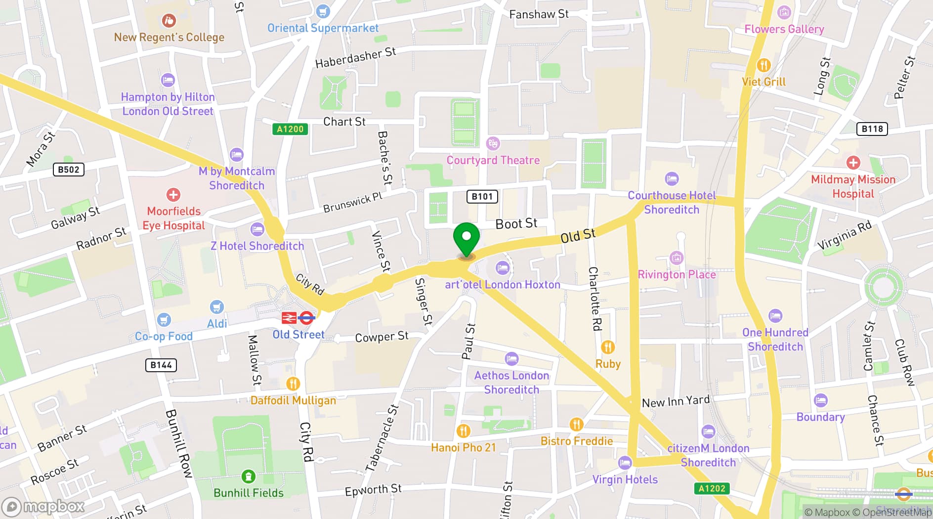 Map showing Bounce Old Street|Shoreditch
