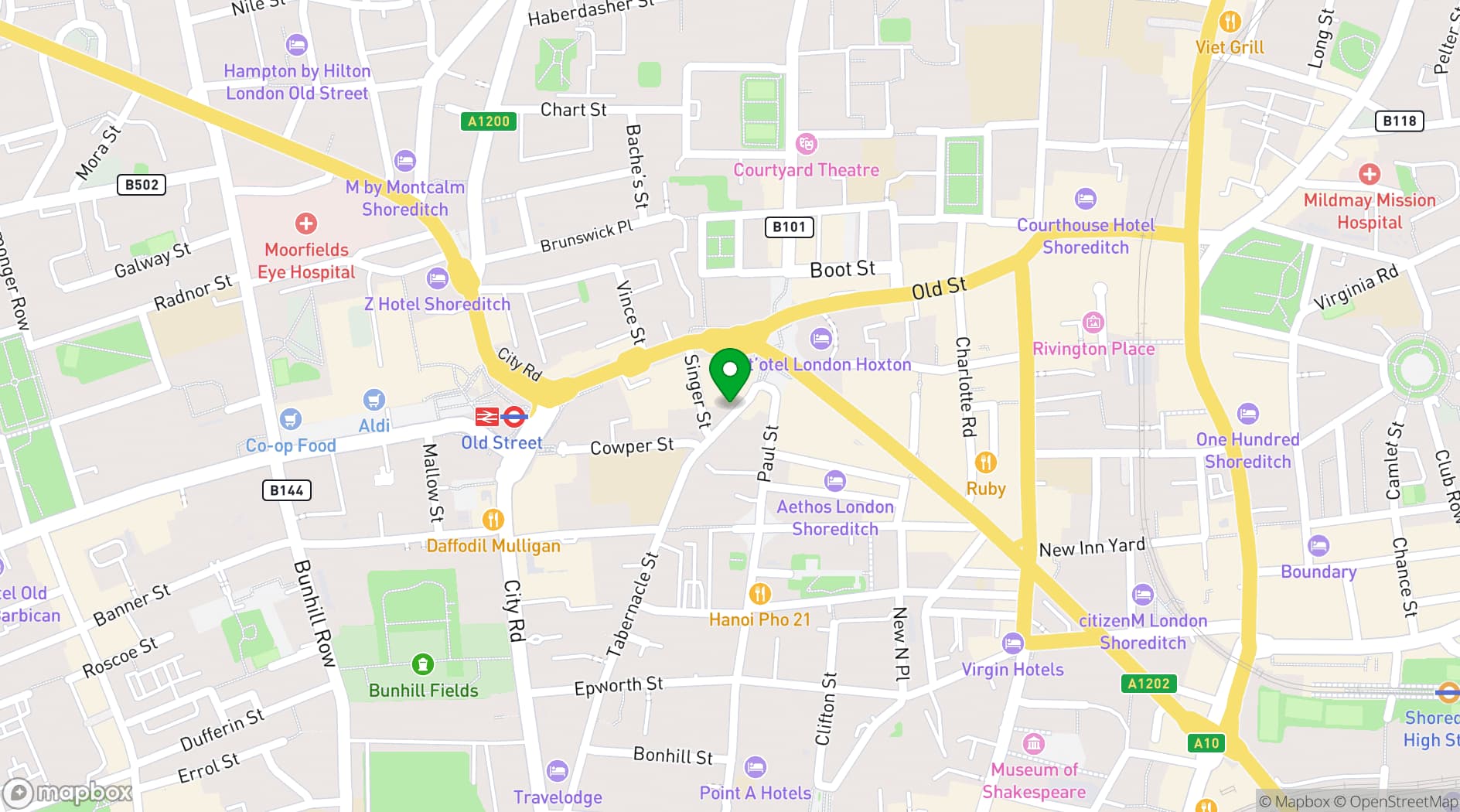 Map showing The Yard