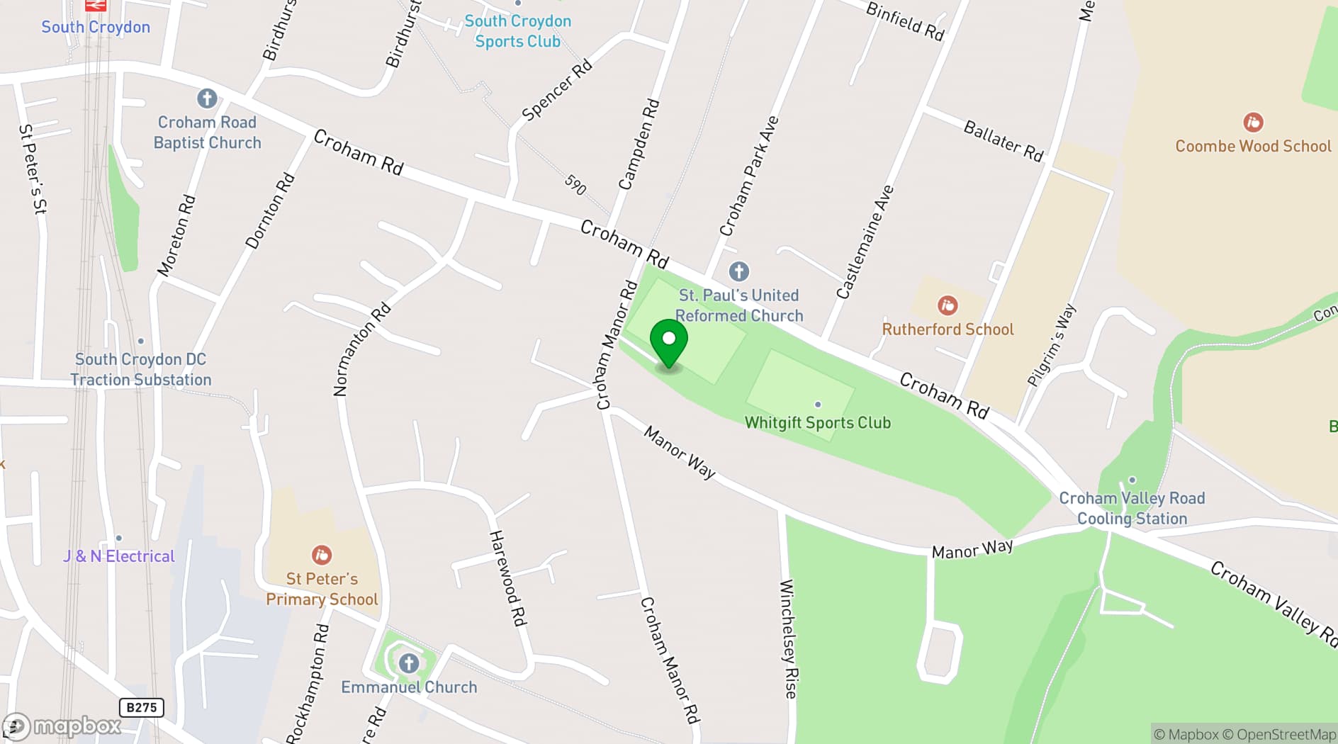 Map showing Old Whits Clubhouse