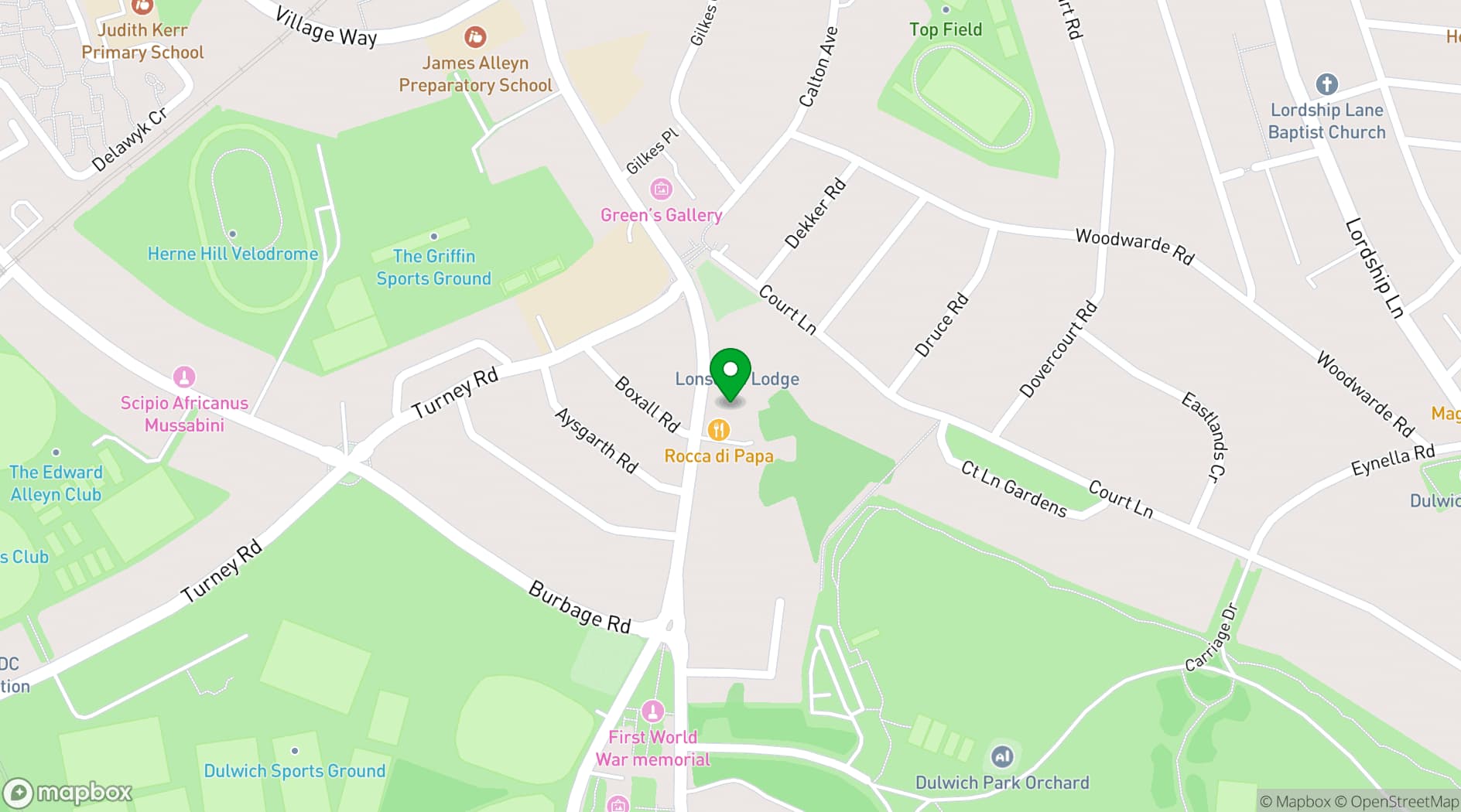 Map showing The Crown & Greyhound