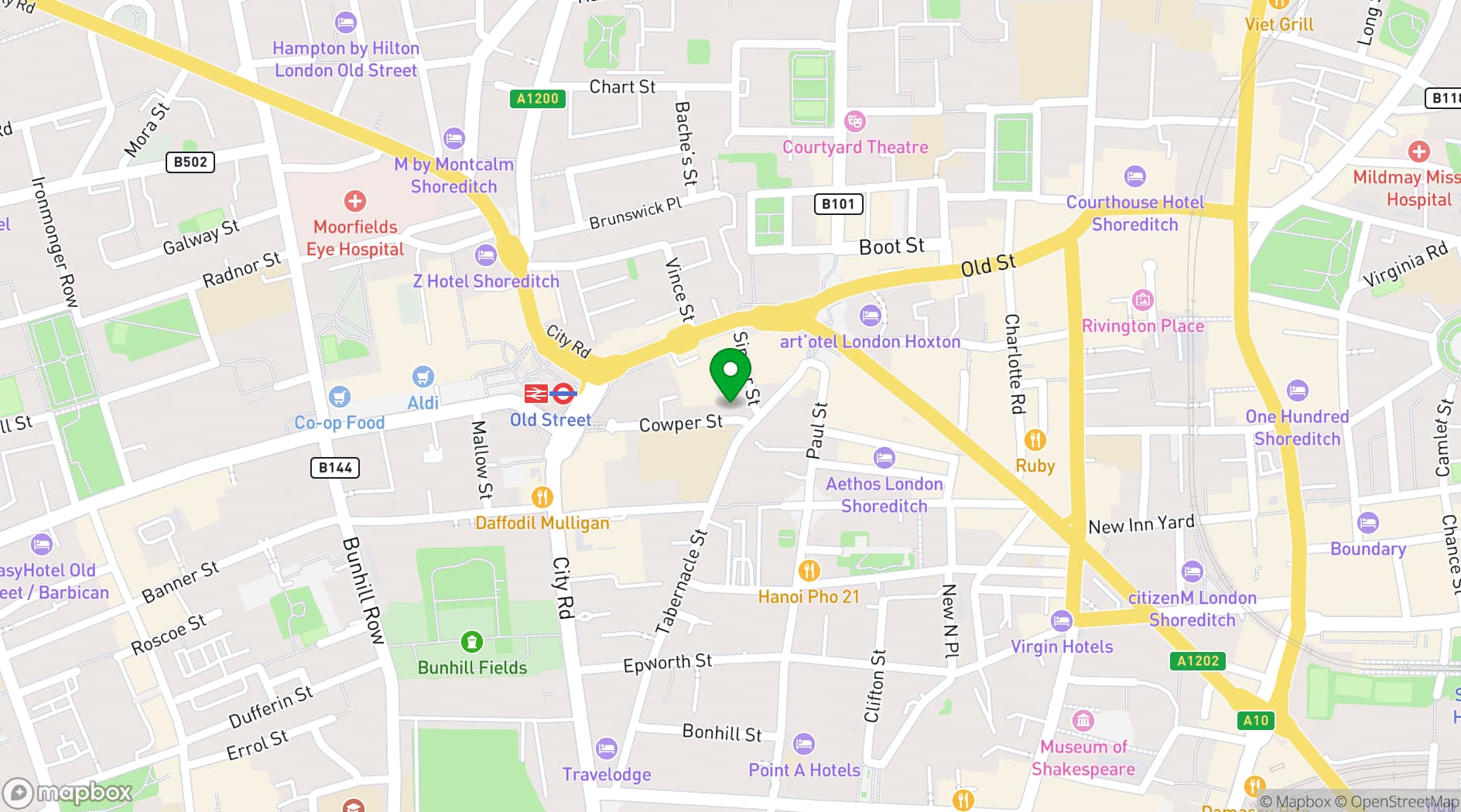 Map showing XOYO