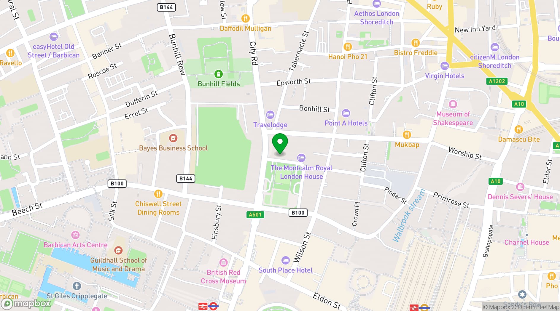 Map showing Huckletree Shoreditch