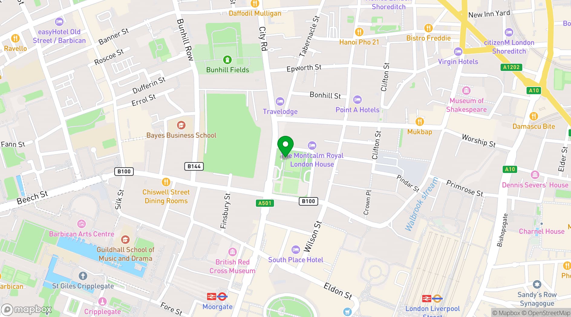 Map showing The Bowls Club