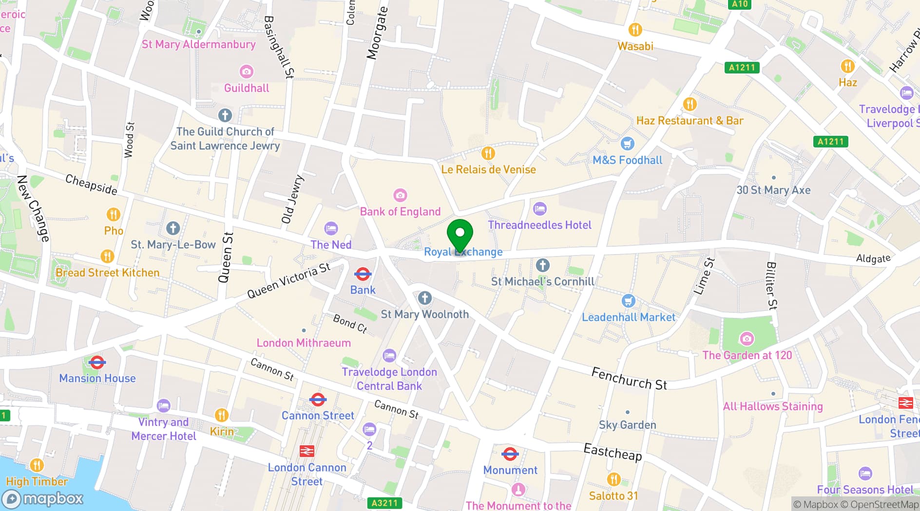 Map showing Pitcher & Piano Cornhill