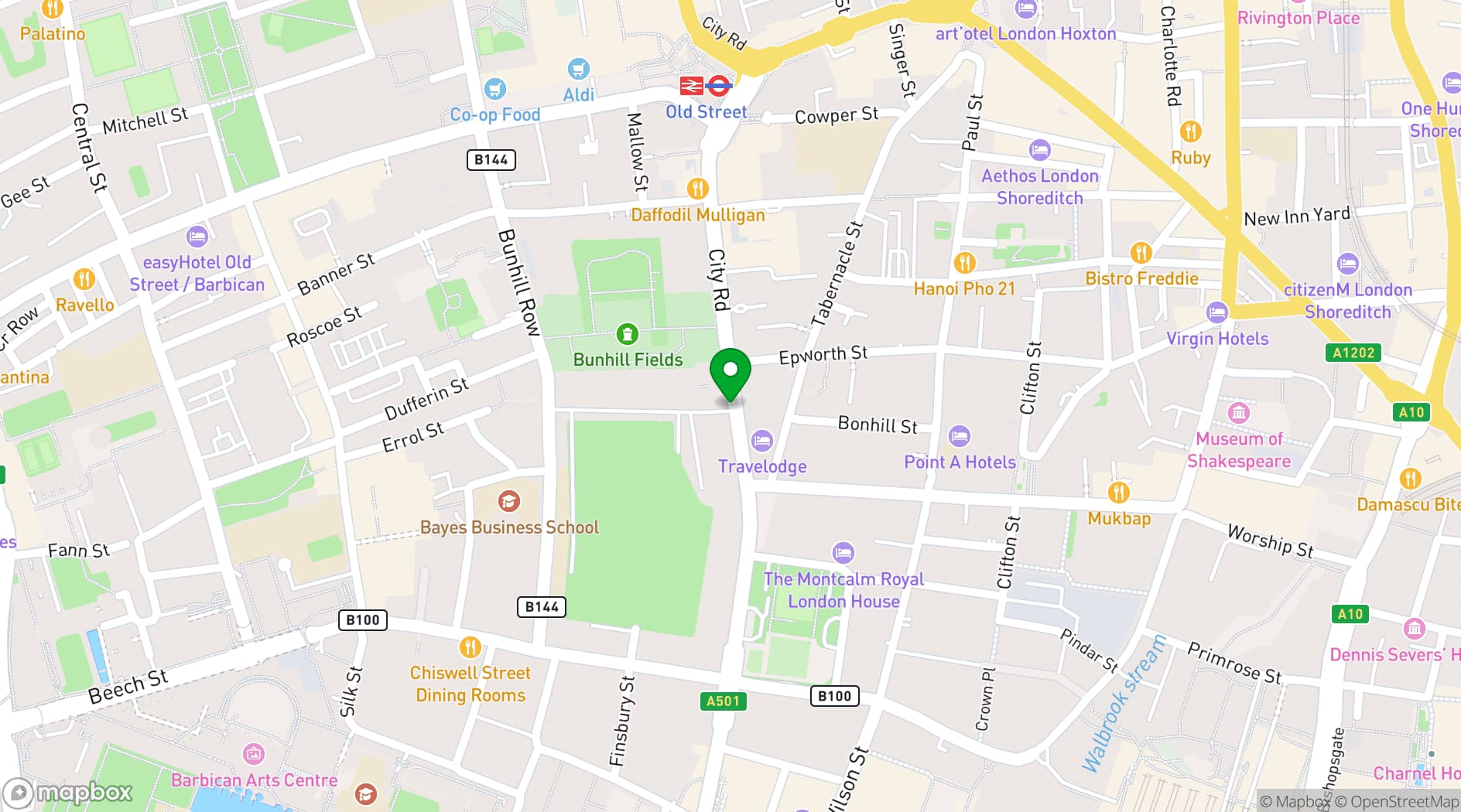 Map showing The HAC (Honourable Artillery Company)