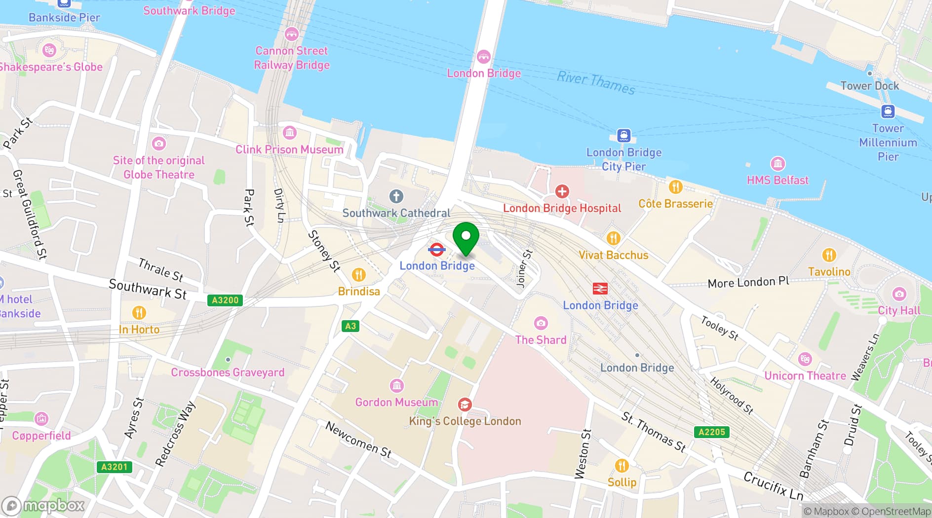 Map showing London Bridge Hotel