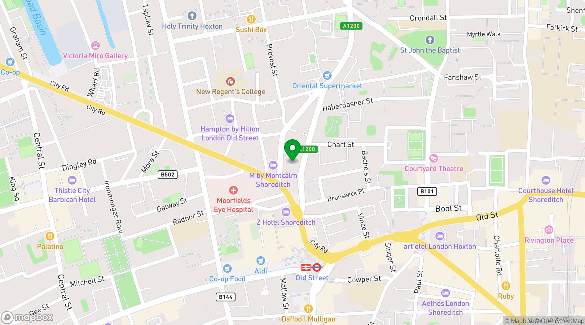 Map showing WeWork 145 City Road